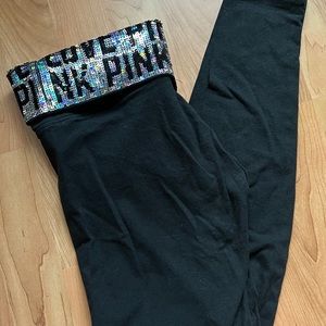 VS PINK Yoga Legging with Shine Foldover Sequin Waistband